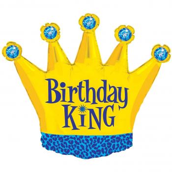 1 x Birthday King Foil Balloon Shape 36/92 cm