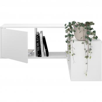 Calicosy Estantería de pared modular con 1 puerta y 4 baldas, l174,5 cm, color blanco, ángulo modulable