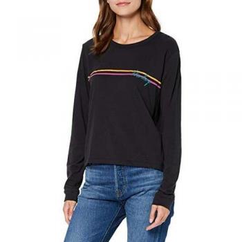 Hurley W Line Bars Long Sleeve Camisetas, Mujer, Black, S