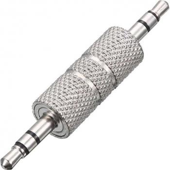 Adaptador de Audio Auxiliar Doble Macho Mini Jack 3.5mm TRS 3 Polos Sonido Estéreo Cuerpo Metálico