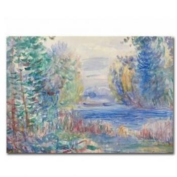 Impresión sobre Lienzo Renoir Paisaje Fluvial Multicolor 100x3x70 cm - Epikasa