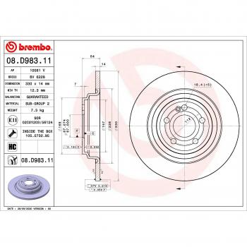 Disco de freno BREMBO 08.D983.11, completo, altamente carbonizado, 1 pieza