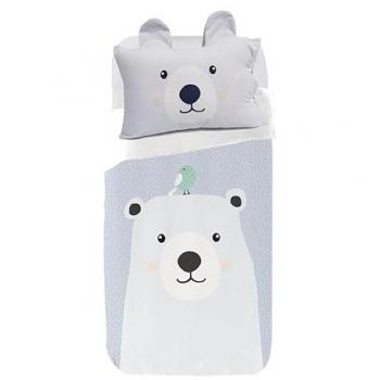 Juego de Funda Nórdica Infantil Oso Polar - Cama 70x160 (120x180) Colección Madagascar