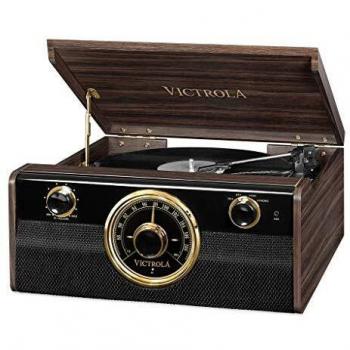 Gramófono Victrola Empire Junior VTA-240B, Retro, Bluetooth 4 en 1, 33/45/78 RPM, Color Marrón