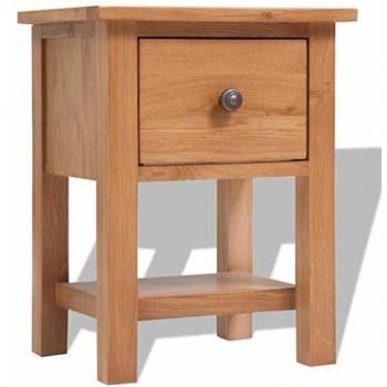 vidaXL Mesita de noche de roble macizo 36x30x47 cm marrón