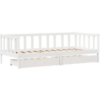 Sofá cama con cajones de madera maciza de pino blanco 90x200 cm
