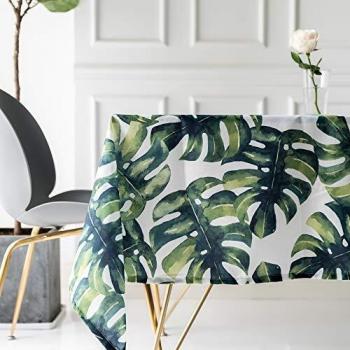 Drizzle Mantel para Mesa de Cocina o Salón Monstera Plantas Verdes Hojas de Palma Rectangular Impermeable Lavable Diseño de Comedor Decoración del Hogar