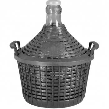 HOME Damajuana con Cesta, Vidrio/Plástico, Beis, 25 litros