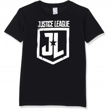 CID Justice League Movie-Foil Logo Camiseta, Negro, XL para Hombre