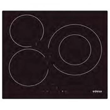 Placa de Inducción Edesa EIT-6328 R/A con 3 Zonas de Cocción, Borde Redondeado, Potencia Total 7100W, Color Negro