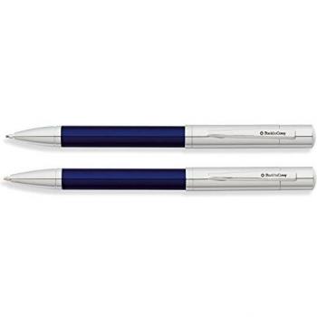 Franklin Covey Greenwich - Juego de bolígrafo y portaminas, color cromo y laca azul