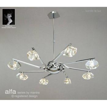 Lámpara colgante de techo Alfa 8 luces G9, cromo pulido