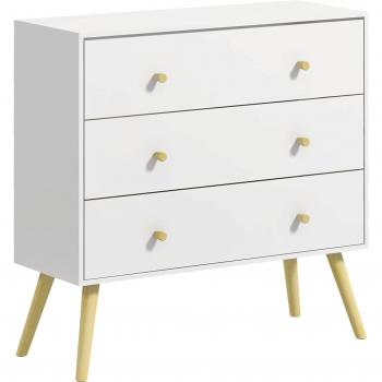 Cómoda Dominica Homcom 3 cajones blanco 80x80x30 cm