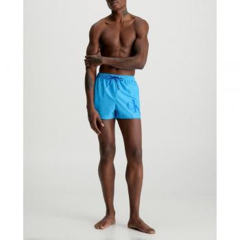 Bañador corto de hombre Calvin Klein liso CK Monogram azul claro y oscuro - S