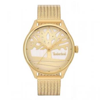 Reloj Timberland Lincolndale TDWLG2200302 para mujer, resistente al agua, correa de acero inoxidable, esfera analógica con detalles en color dorado y cristal mineral