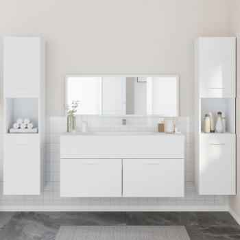 Conjunto de muebles de baño 4 piezas de madera blanca multicapa