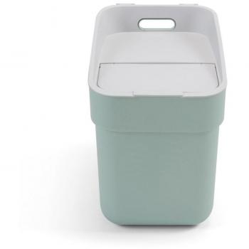 Cubo de basura y reciclaje Curver Ready to Collect 20L, con soporte para pared o puerta, ideal para cocina o cuarto de baño, 100% reciclado, color verde menta