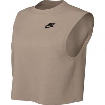 Camiseta Crop Manga Corta Nike Sportswear Club Mujer Beige Talla S