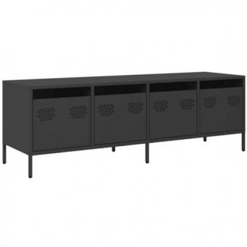 Mueble para TV acero laminado en frío negro 135x39x43,5 cm, soporte de TV, aparador de TV, mueble bajo, banco de TV, mueble de metal