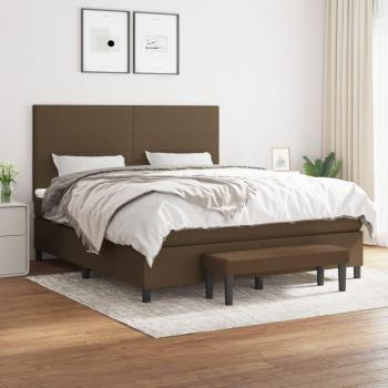 Cama box spring suave con colchón marrón oscuro 180x200 cm tela