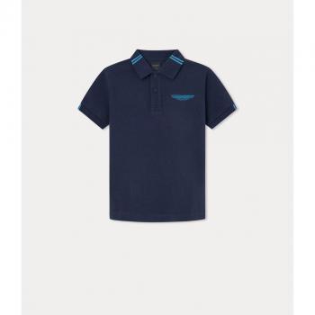 Polo de niño Hackett Aston Martin piqué con logo bordado, casual, algodón, manga corta, color marino, 13 años (157 cm)