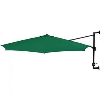 vidaXL Wall-Mounted Garden Parasol with Metal Pole 300 cm Green
