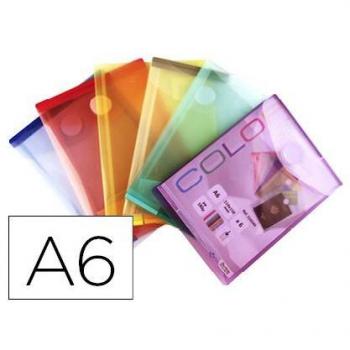 Carpeta Tarifold Dossier Broche DIN A6 Vertical Polipropileno 200 mc Velcro Expositor 60 uds Surtidas