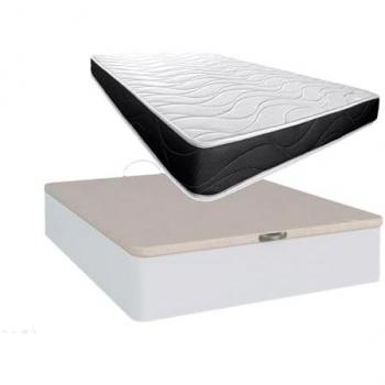 Cama Canapé Abatible Blanco de Gran Capacidad + Colchón Básico de 18 cm - 105x190 cm