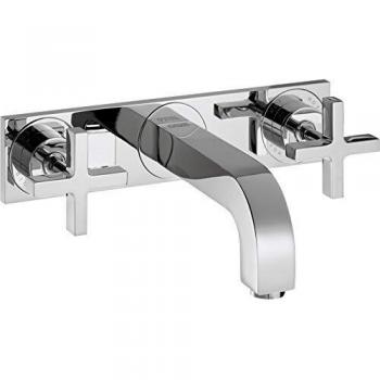 Hansgrohe 3 Loch Waschbeckenarmatur Axor Citterio Wand F Set lang chrom mit Platte/Kreuzlgrriff 391440