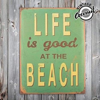 Cartel de Chapa Beach Vintage Coconut
