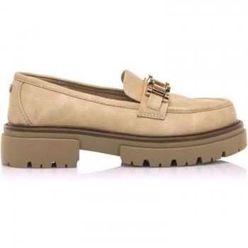 MTNG Mustang Merc Beige Mocasines de Mujer con Detalle de Cadena, Cierre Abierto y Puntera Redonda