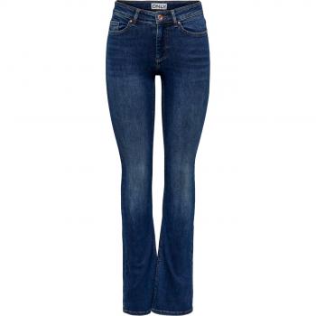 Only Vaqueros Blush Mid Flared Azul, Pantalón de mujer, corte mid flared, color azul oscuro (dark blue denim)