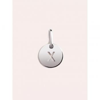 Charm Mini Medallion Letter de plata bañado en rodio inicial X