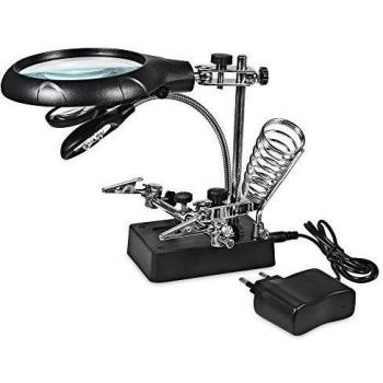 Joymod 5 de luz LED 10X Lupa lámpara de escritorio de reparación de la abrazadera de escritorio Lupas con pinza cocodrilo
