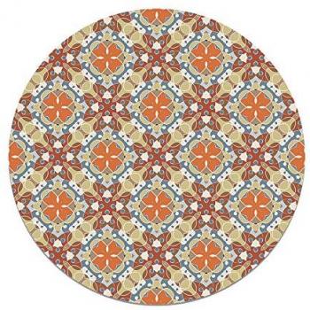 Alfombra Vinílica Redonda Hidráulico Oriental Mosaico Original 190x190 cm - Antideslizante e Ignífuga - Ideal para Cocina y Salón