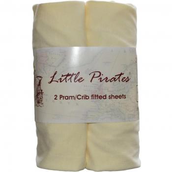 Little Pirates Lot de 2 draps-housse en jersey pour landau/couffin/berceau 100% coton Crème 40 x 90 cm