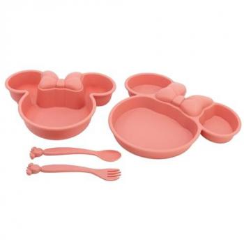 Set de Vajilla para Bebé Minnie Mouse 4 Piezas en Caja (Plato, Cuenco y Cubiertos)