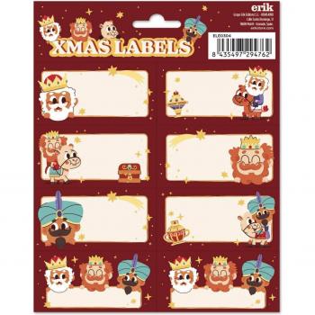 Etiquetas adhesivas Navidad Reyes Magos Erik marrón - Etiquetas regalo Navidad, 16 etiquetas, pegatinas para regalos navideños