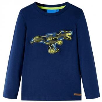 Camiseta infantil de manga larga azul marino 140
