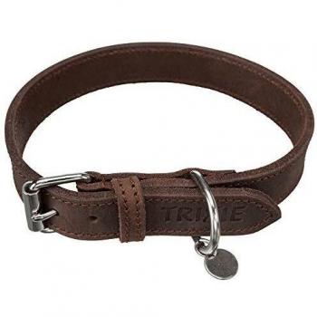 Collar de Cuero Engrasado Trixie Rustic Marrón Oscuro M: 37-44 cm/25 mm