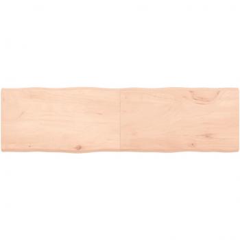 Tablero de mesa de madera maciza sin tratar 180x50x(2-4) cm con bordes vivos en color roble