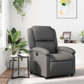 Silla reclinable de cuero sintético gris Vidaxl