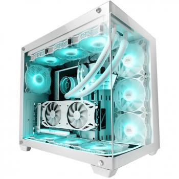 Mars Gaming MCV4 XXL Premium E-ATX Torre Blanca con Ventanas de Cristal Templado, USB 3.0 y USB 2.0