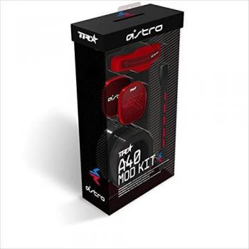 ASTRO A40 TR Mod Kit para Auriculares Gaming, Microfóno y almohadillas con aislamiento de ruido, Etiquetas posteriores cerradas, Personaliza tu aspecto - Rojo