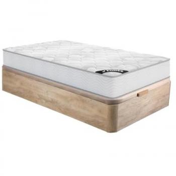 Conjunto Somier Canapé Natural Claro + Colchón de Muelles Ensacados 90 x 190 cm - Modelo SONGE de YSMÉE