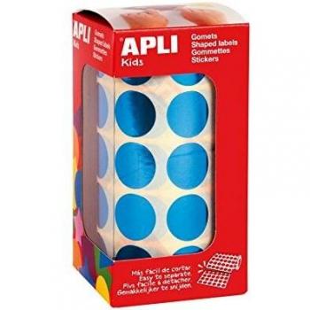 APLI Kids - Rollo de gomets redondos 20 mm, azul metalizado