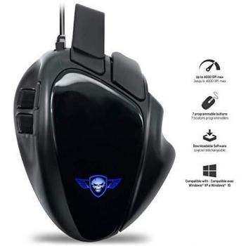 SPIRIT OF GAMER - Gaming Mouse ELITE-M70 - Trigger - 3 Extensiones - Retroiluminación LED RGB Personalizable - 4000 DPI Max - 7 Botones Programables - 5 Perfiles Personalizados - PS4 / XBOX ONE / PC