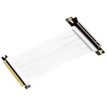 Cable de Extensión Riser PCIe 4.0 x16 Flexible Blanco con Blindaje EMI - Longitud 17cm
