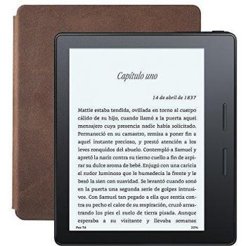 E-reader Kindle Oasis con funda de carga de cuero nogal, pantalla de 6