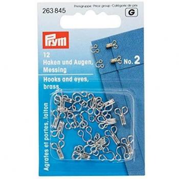 Prym Ganchos Y Ojos, Metal, Negro, N º 2, Medio, 12 Piezas